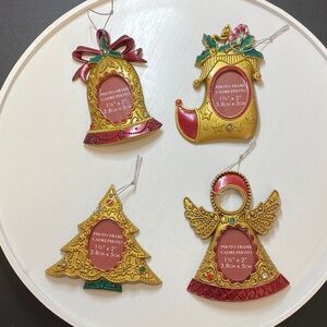 4 for $25 - Lot of 4 Festive Gold and Red Ornament Photo Frames